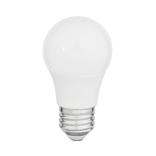 Eiko 15W 1500LM 80CRI 5000K Plastic Frosted E26 light bulb, front view showing frosted lens and screw base.