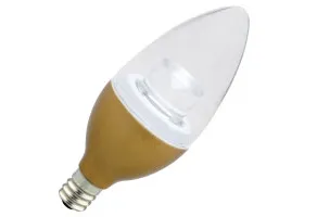 Halco LED Bullet (B11) Chandelier Bulb Brass Candelabra (E12) Base 120V 180 Lumen 25000 hours 82 CRI Dimmable