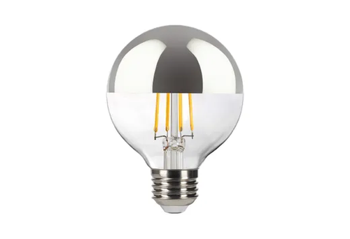 Halco LED Filament Globe Silver Bowl G25 Bulb Medium (E26) Base 2700K 8.8W 800 Lumens (100W Equiv) Clear Dimmable T20 Gen-4