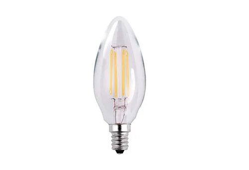 LED Bullet (B11) Filament Bulb Clear Candelabra (E12) Base 120V 350 Lumen 15000 hours 82 CRI Dimmable - 85053