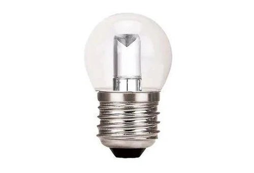Halco S11CL1C/827/LED 80524 1.2W Clear S11 2700K Dimmable E26 ProLED light bulb, front view of the energy-efficient LED bulb with clear glass and E26 base.