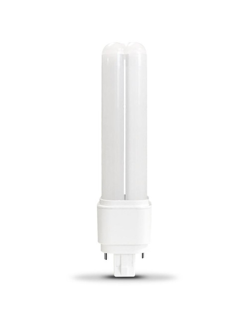 Eiko 7W 830lm PLC Type A Plastic 80CRI 3500K Dimmable Omni G24q light bulb, product image showing a compact, energy-efficient fluorescent light bulb in white plastic casing.