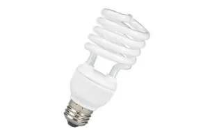 Halco CFL T2 Spiral T2 Bulb Medium (E26) Base 23W 2700K non-dimmable, image of energy-efficient compact fluorescent light bulb with spiral design.