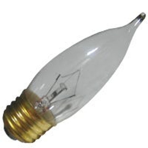 Halco EFC25 2012 25W Flame CL MED 130V, clear incandescent light bulb with a flame-shaped design.