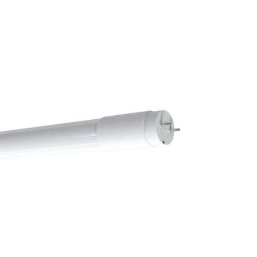 Eiko 9.5W 1400LM T8 3FT Type B Double Ended Plastic 80CRI 4000K 120-277V, LED fluorescent tube light showing close-up of the white plastic end cap with metal pins.