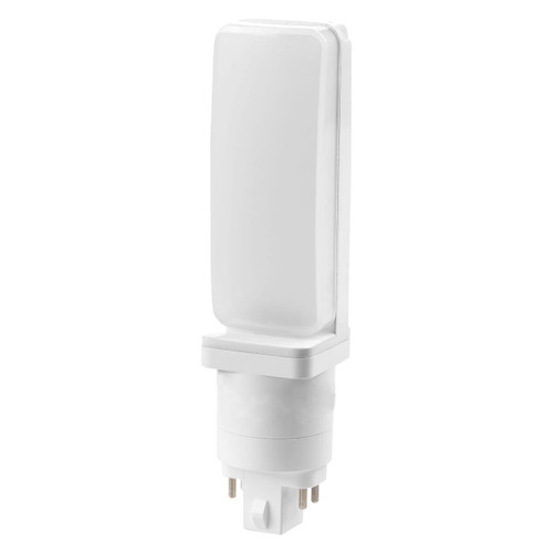 Eiko Type A/B Dual Mode Line Voltage & Electronic Ballast Compatible 4pin 12W-1100lm Hori G24q Base 80+ CRI 4000K, image of a white rectangular light bulb with G24q base.