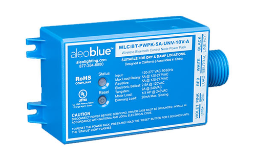 Aleo Lighting WLC/BT-PWPK-5A-UNV-10V-A – AleoBlue, Wireless Bluetooth Control Node Power Pack, 5A max. load., 120-277V input, 0-10V dim., Case A
