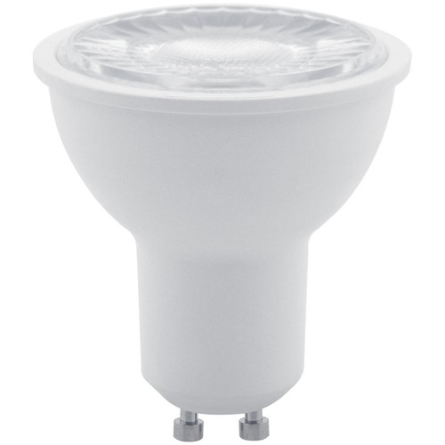 Eiko MR GU10 Narrow Flood 25 Degree Beam 7W-500LM Dimmable 4000K 80CRI 120V, product image showing a white GU10 LED spotlight bulb with a narrow flood beam angle.