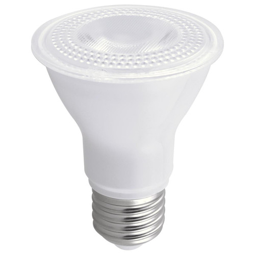 Eiko LED PAR20 Flood 40 Degree 7W - 500lm Dimmable 2700K 80+CRI 120VAC E26, LED flood light bulb with a white finish and standard screw base.
