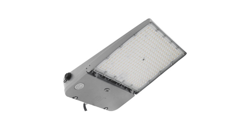ASD LED Area Light with Q-base 100/120/150W 120-277V 0-10V Dimmable 170Lm/W 3000/4000/5000K with Photocell Silver UL DLC Premium