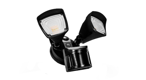 ASD LED Security Floodlight 2 square heads 25W CCT Selectable 3000/4000/5000K with 180° Motion Sensor and Photocell Black ETL