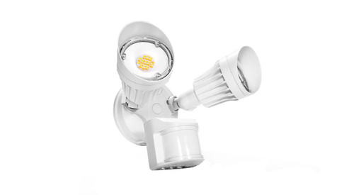ASD LED Security Floodlight DOB 2 round heads 25W CCT Selectable 3000/4000/5000K with 180° Motion Sensor and Photocell White ETL