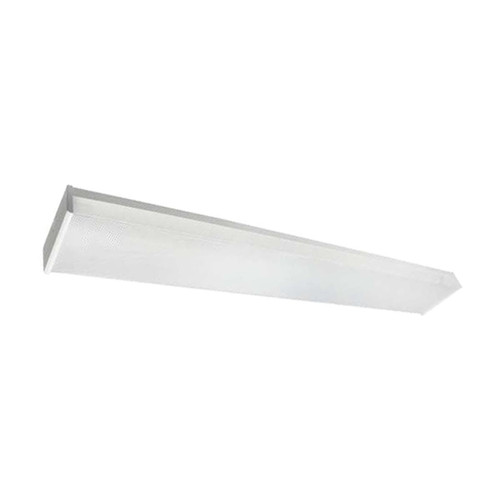 Eiko Linear Wrap 2FT LED Light Fixture, white rectangular indoor lighting with 25/20/15W power, 80 CRI, 35/40/50K color temperature, compatible with 120-347V dimming, suitable for commercial or office spaces.