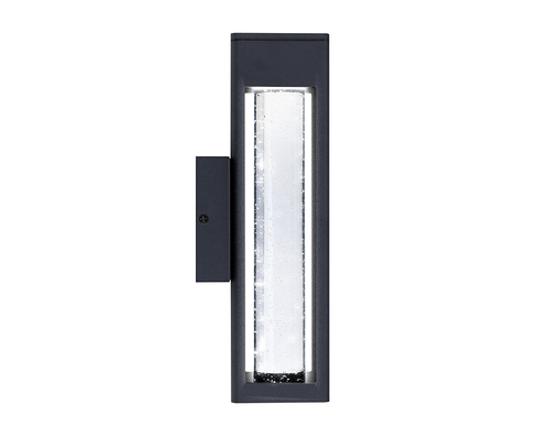 ASD LED Outdoor Wall Sconce 14" 12W CCT Selectable 3000/4000/5000K Dimmable Clear Seeded Glass, Black ETL