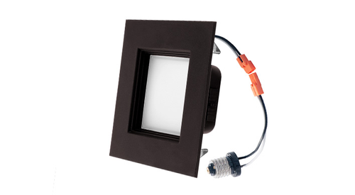 ASD LED Square Downlight Retrofit Kit 4inch 8.6W 120V CCT Selectable 2700/3000/3500/4000/5000K Dimmable PC, Baffle Trim, Oil Rubbed Bronze UL 6pack