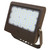 Eiko, BOX1/PS150/750/VD/BZ Flood Light 150/100/80/50W 70CRI 5000K 277-480V 0-10V DIM Yoke 7-Pin NEMA Short Cap Bronze, image of an adjustable outdoor flood light with multiple LEDs in a bronze casing.