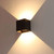 Westgate Manufacturing Wall Cube with Adjustable Beam Angle Up/Down Lights, 15W, in black, illuminating upward and downward with warm white and daylight color options.
