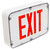 Westgate Manufacturing NEMA 4X Rated LED Exit Signs, illuminated emergency exit sign with large red \'EXIT\' text on a white background, encased in a durable protective enclosure.
