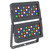 Westgate Manufacturing DMX 512 Compatible RGBW Square Flood Light, 192W, with dual LED panels displaying multicolor lights and a black mounting bracket.