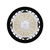 Eiko BAYE3 Round High Bay, PowerSET 150/130/100W, FieldCCeT 3500/4000/5000K, 120-277V, 0-10V Dimming, Black - LED high bay light with circular design and multiple yellow LED chips.