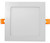 Westgate Manufacturing 6 SQ LED SLIM RECESS + J BOX, recessed LED light fixture with white frame and orange safety clips.