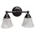Eiko Bulb Ready Vanity Westwood 2 Lamp A19 Bronze, dual vanity light fixture with bronze finish and frosted glass shades.