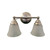 Eiko Bulb Ready Vanity Westwood 2 Lamp A19 Nickel, two-lamp vanity wall sconce with brushed nickel finish and opaque glass shades.