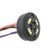 SLG Lighting 7-Pin receptacle, circular black electrical connector with colored wires attached.