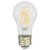 Eiko 2.5W 250LM A15 80CRI 2700K Glass Clear Dimmable E26, close-up of a clear incandescent LED filament light bulb with a silver screw base.