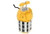 Halco LED Temporary Work Light Fixture 100W 5000K 120V 12000 Lumens 80CRI Non-Dimmable, yellow and silver portable work light with a robust design and adjustable handle.