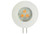 Halco LED JC Lamp 3.3W, front view showing GU4 base and orange LED chips inside, energy-efficient 2700K warm white light, 200 lumens, non-dimmable