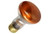 Halco R20 Reflector Flood Incandescent Bulb 50W 2700K Medium (E26) Base 130V Amber Dimmable, image of an amber-colored reflector flood light bulb with a standard screw base.