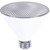 Eiko LED PAR30 Short 10W-850lm Flood 40 Deg Dimmable 90+CRI 5000K E26 T20, image of a white LED floodlight bulb with a silver reflector and a standard screw base.