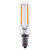 Eiko LED Advantage Filament T6 320 Deg, 2W-120lm, Dimmable, 80CRI, 2700K, E12, 120VAC, clear elongated light bulb with filament design for residential lighting.