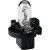 Eiko 14V .09A T1-3/4 P8.25d Base, close-up of the light bulb with a clear glass enclosure and its base designed for automotive or appliance use.