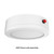 Eiko Slim Surface Downlight 7IN Battery Backup Accessory, round white light fixture with a red emergency button on its side.