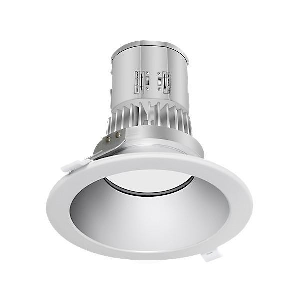 Alphalite SJDL Series LED IC Rated J-Box Downlight, recessed lighting fixture with adjustable wattage (20/15/10W), color temperature options (3500K, 4000K, 5000K), high CRI 80+ and dimming capability, suitable for 120-277V and 110-347V electrical systems.