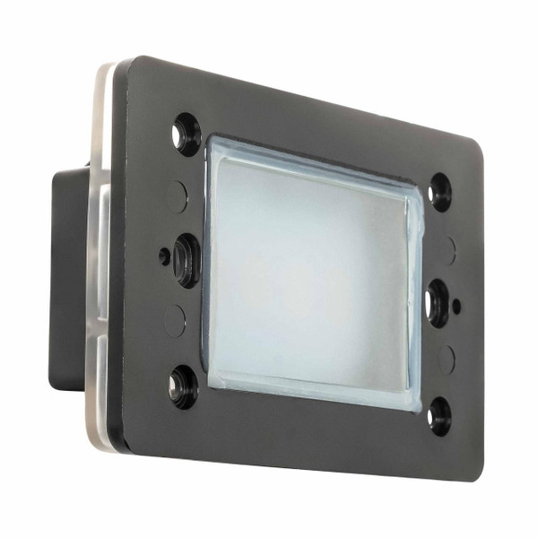 Westgate Manufacturing SLE-SERIES - Singe-Gang LED Step Light Engine - SLE-12V-27K, close-up of gray rectangular LED step light with mounting holes and a clear plastic lens.