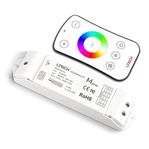 Westgate Manufacturing RGBW Controller with Integrated Wi-Fi, LED lighting control device with remote control and color wheel.