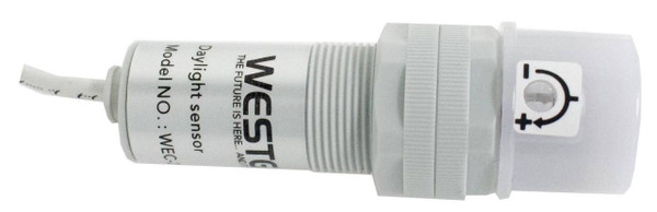 Westgate Manufacturing 0-10V Daylight Harvesting Light Sensor, white sensor device for adjusting lighting based on natural light levels.