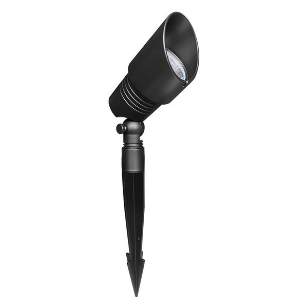 Westgate Manufacturing 12-Volt AC/DC LED Garden Light, 7W, 2700K/3000K/3500K/4000K/5000K - LF12-G2-7W-MCT5-BK, black outdoor landscape spotlight with stake for garden or pathway illumination.