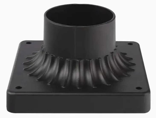 Westgate Manufacturing Decorative Pier Mount Base - PML-BASE-BK, black cast iron decorative pillar mount base with a square mounting plate and a cylindrical socket for post installation.