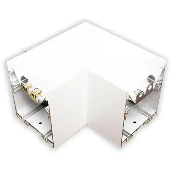 Westgate Manufacturing LED 2-3/4\" Superior Architectural Seamless Linear Corner Fixtures - SCX-L-40K, white seamless corner LED lighting fixture with mounting brackets.