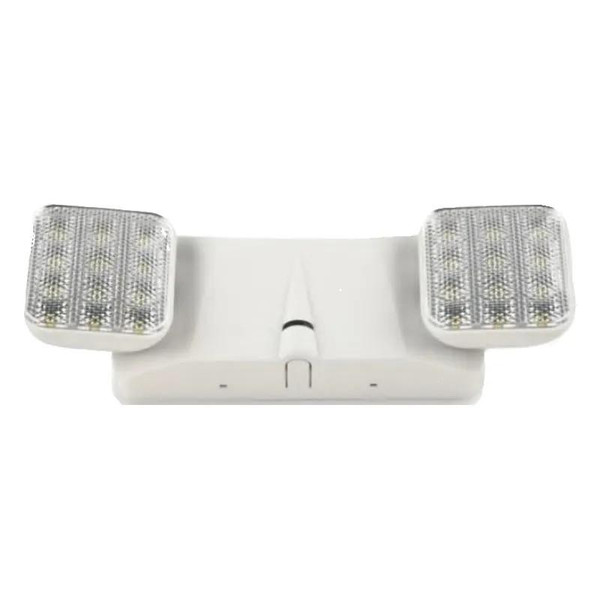 Westgate Manufacturing LED Emergency Unit, Designer, 2-Head Designer Emergency Light with 2.4W power and 6000K±500K color temperature, featuring dual LED heads on a white mounting base.