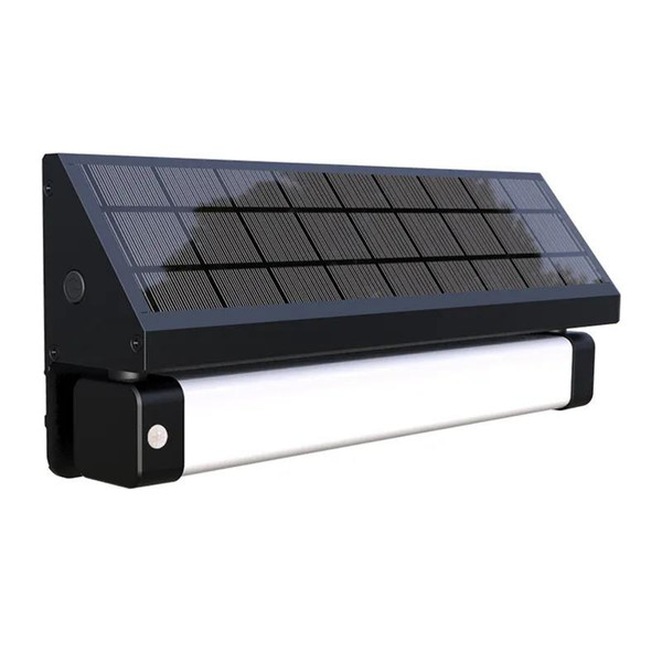 Westgate Manufacturing 1000LM SOLAR WALL PACK, Solar Roadway Stud Light, 5W, 3000K, black solar wall light with integrated solar panel and white LED illumination.