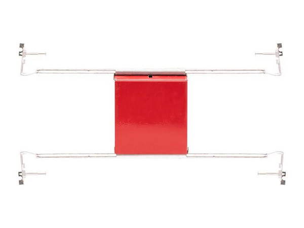 Westgate Manufacturing Airtight Fire-Rated Junction Boxes, 4 SQ IC Airtight Fire-Rated Junction Box with metal fasteners and red cover for electrical safety and fire protection.