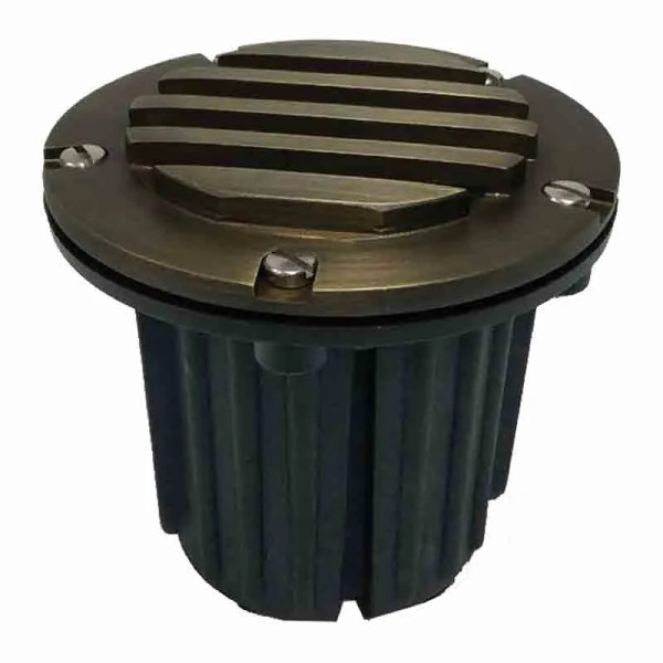 ADJUSTABLE FG/BRASS LOUVER WL - Solid Brass Well Lights with Directional Lamp BracketA