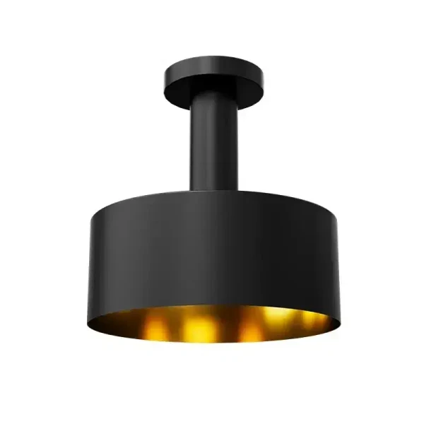 Westgate Manufacturing CMC2 12in Pan Shade, Black/Gold - CMC2-PS12-BG-KIT, modern lighting fixture with a black exterior and gold interior design.