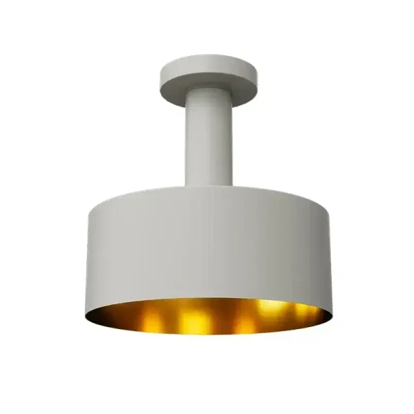 Westgate Manufacturing CMC2 12in Pan Shade, White/Gold - CMC2-PS12-WG, ceiling-mounted lighting fixture with a white exterior and gold interior, designed for interior lighting.
