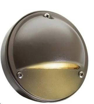 Westgate Manufacturing ALUM. EYE-LID SURF. STEP LIGHT 12V 2.5W 30K, ORB, wall-mounted step light with a round design and a semi-closed eye-lid cover.